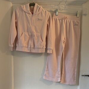 Juicy Couture Kids Light Pink Velour Hoodie & Pants Set